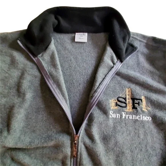 Gray Fleece San Francisco Front Zip Men Size XXL - Picture 2 of 11